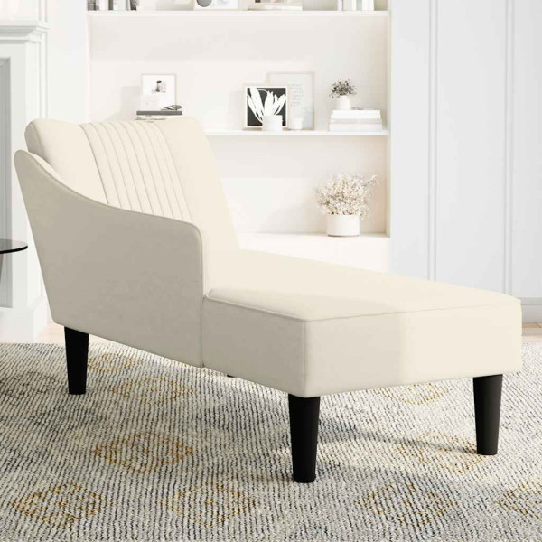 Chaise-longue com apoio de braço direito veludo creme M 3