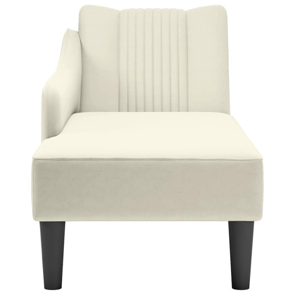 Chaise-longue com apoio de braço direito veludo creme M 4