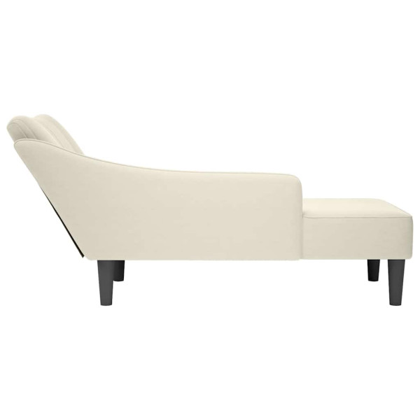 Chaise-longue com apoio de braço direito veludo creme M 5