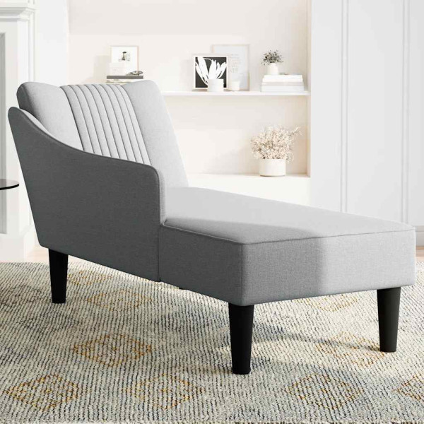 Chaise longue con reposabrazos derecho tela gris claro M 3