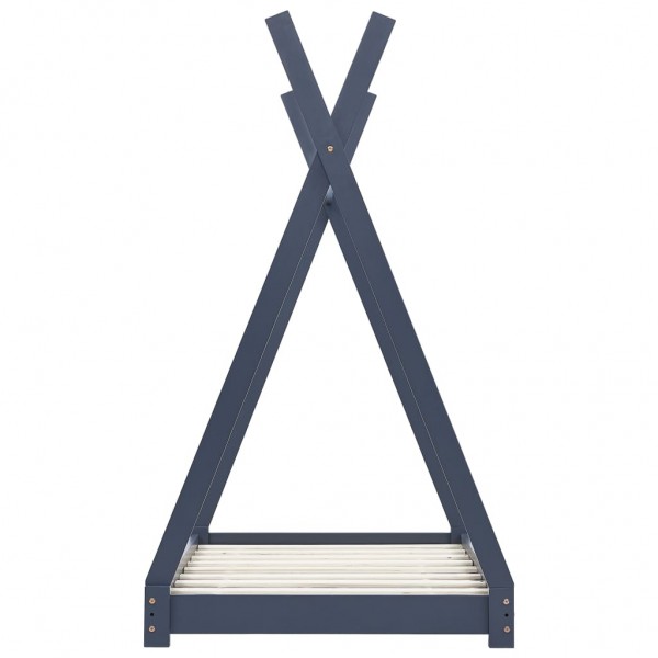 Estructura de cama infantil madera maciza pino gris 90x200 cm M 4