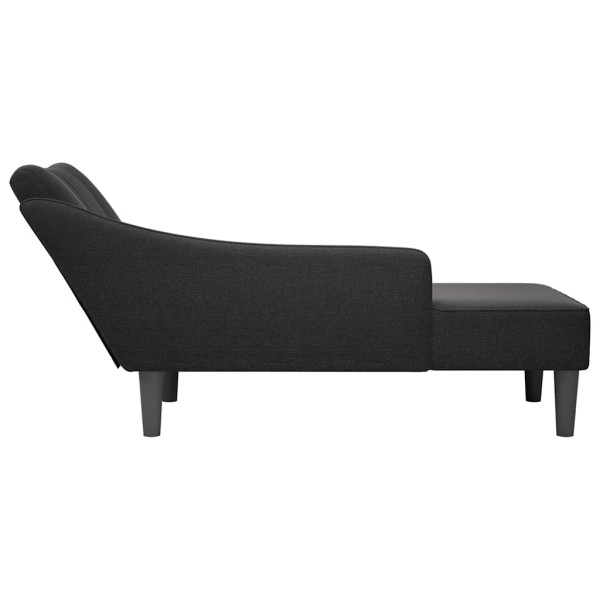 Chaise longue con reposabrazos derecho tela negra M 5