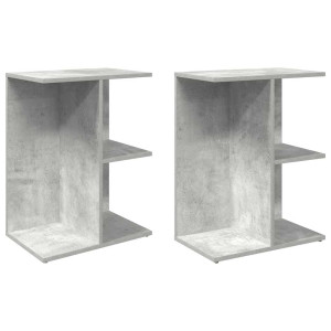 Mesas cabeceira 2 pcs 46.5x29x61cm deriv. madeira cinza cimento H