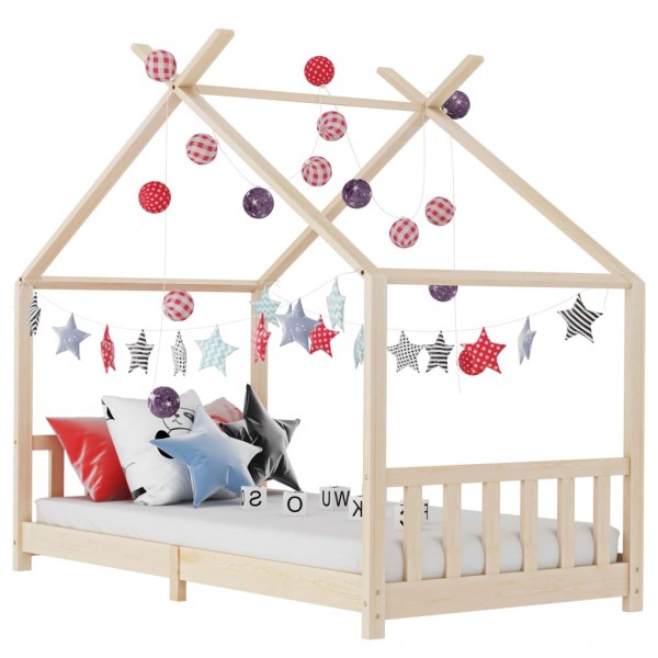 Estructura de cama infantil de madera maciza de pino 70x140 cm D