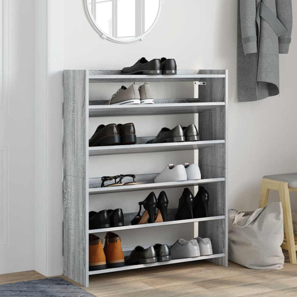 Mueble zapatero madera contrachapada gris sonoma 80x25x100 cm M 3