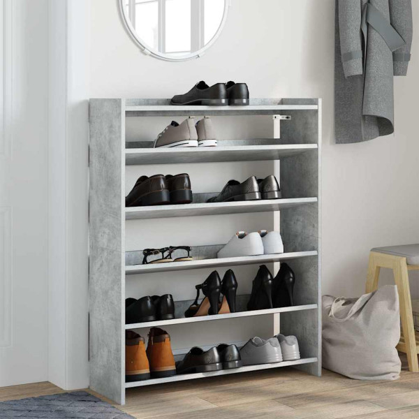 Mueble zapatero madera contrachapada gris hormigón 80x25x100 cm M 3