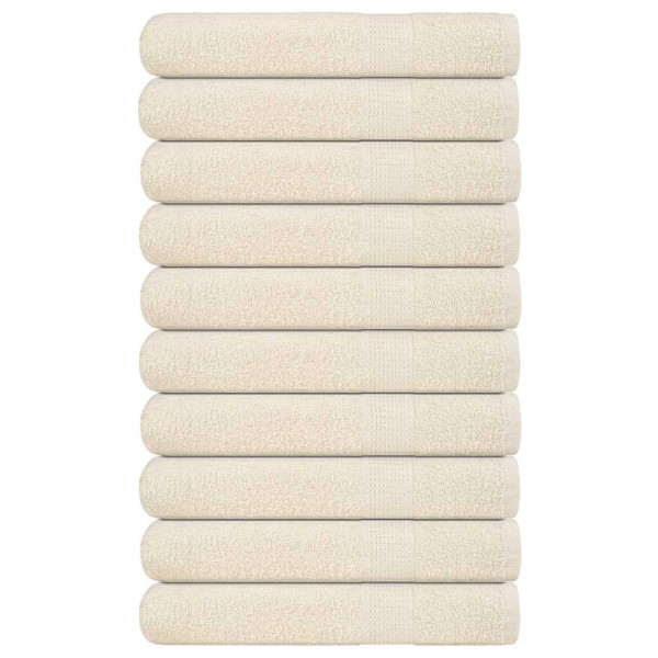 Toallas de sauna 10 uds 100% algodón crema 80x200 cm 360 gsm D