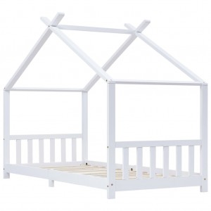 Estructura de cama infantil madera maciza pino blanco 70x140 cm H