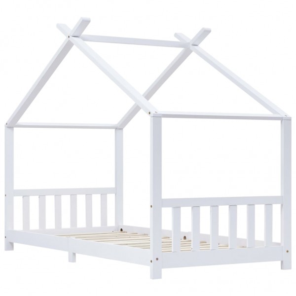 Estrutura de cama para crianças 70x140 cm pinho maciço branco M 2