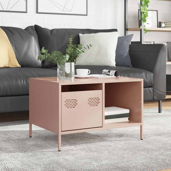 Mesa de centro acero laminado en frío rosa 68.5x50x43.5 cm M 3