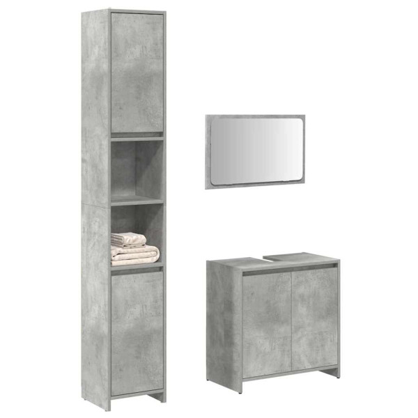 Set muebles de baño 2 piezas madera contrachapada gris hormigón D