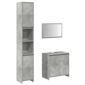 Set muebles de baño 2 piezas madera contrachapada gris hormigón H