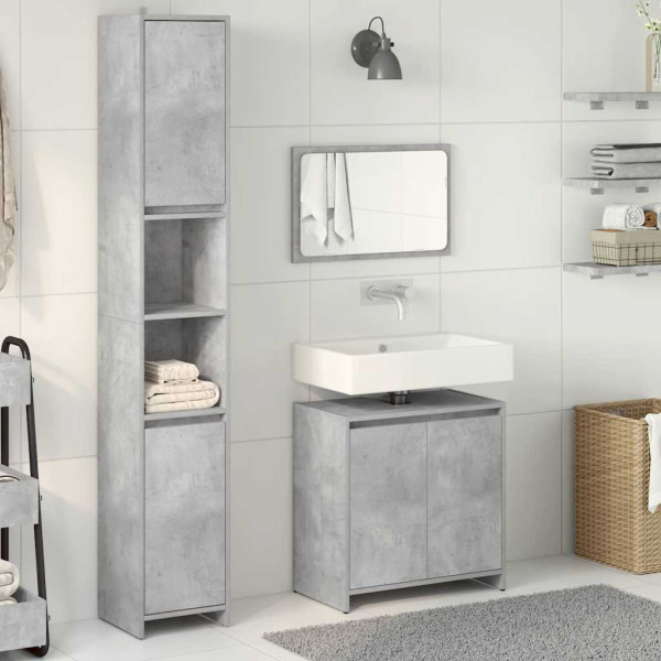 Set muebles de baño 2 piezas madera contrachapada gris hormigón M 3