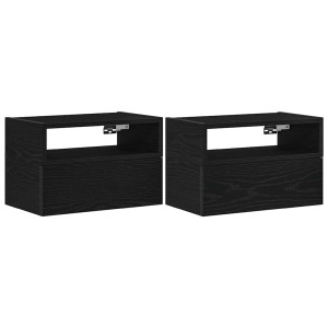 Mesitas de noche de pared 2 unidades negra 45x26x28.5 cm H
