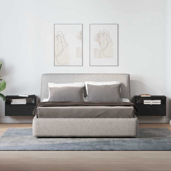 Mesitas de noche de pared 2 unidades negra 45x26x28.5 cm M 3