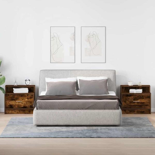 Mesas de cabeceira com gaveta 2 pcs 51x31x47 cm carvalho fumado M 3