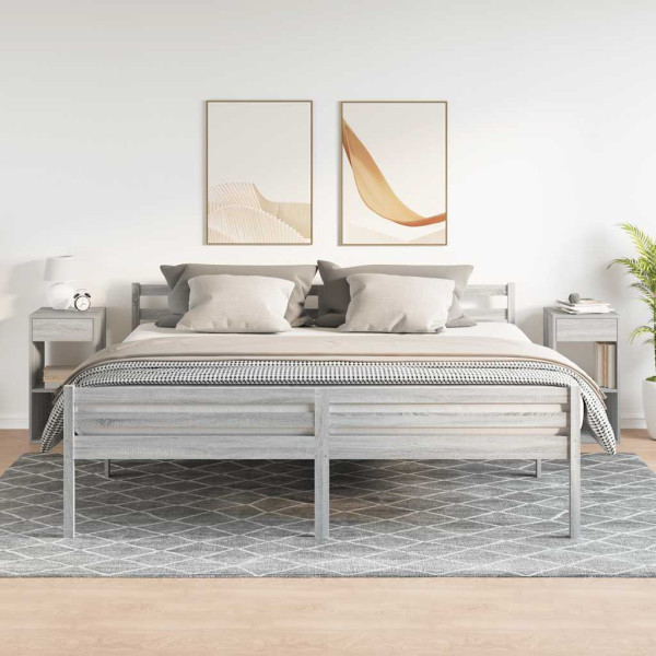 Mesas de cabeceira com gaveta 2pcs 35x34x66.5cm cinzento sonoma M 3