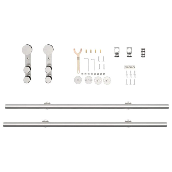 Kit de herrajes para puerta corredera 200 cm acero plateado M 4