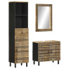 Conjunto de muebles de baño 3 piezas madera maciza de mango 1