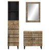 Conjunto de muebles de baño 3 piezas madera maciza de mango 3