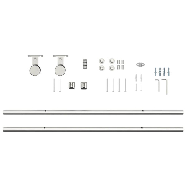 Kit de herrajes para puerta corredera 183 cm acero plateado M 4