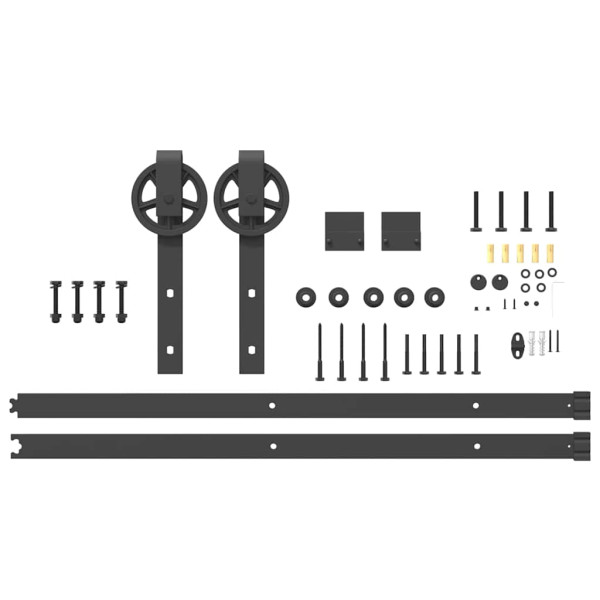 Kit de ferragens para porta deslizante 183 cm aço preto M 5