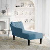 Chaise longue con reposabrazos derecho terciopelo azul 2