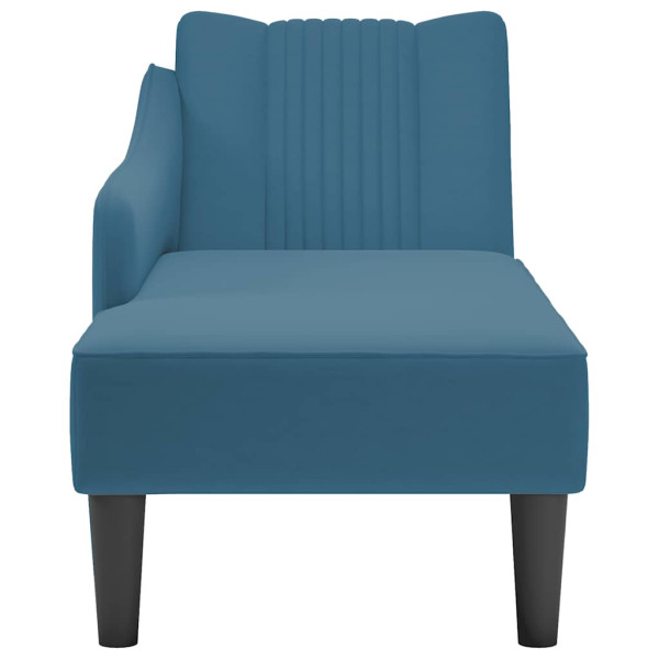 Chaise-longue com apoio de braço direito veludo azul M 4