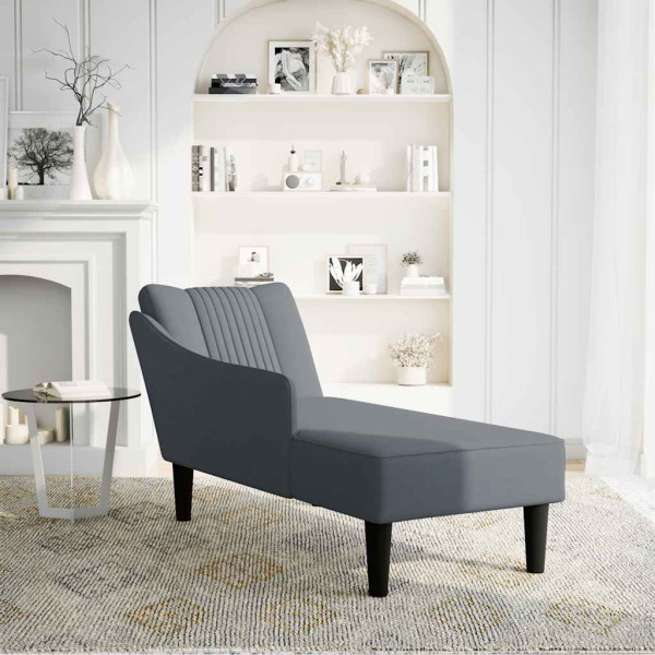 Chaise longue con reposabrazos derecho terciopelo gris claro M 2
