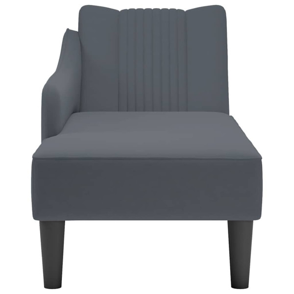 Chaise Lounge com apoio de braço direito veludo cinzento escuro M 4