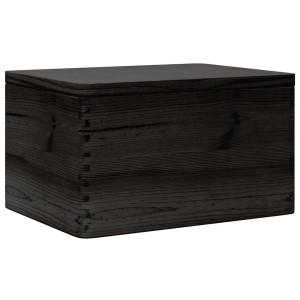 Caja de madera con tapa madera maciza de pino negra 40x30x23 cm H