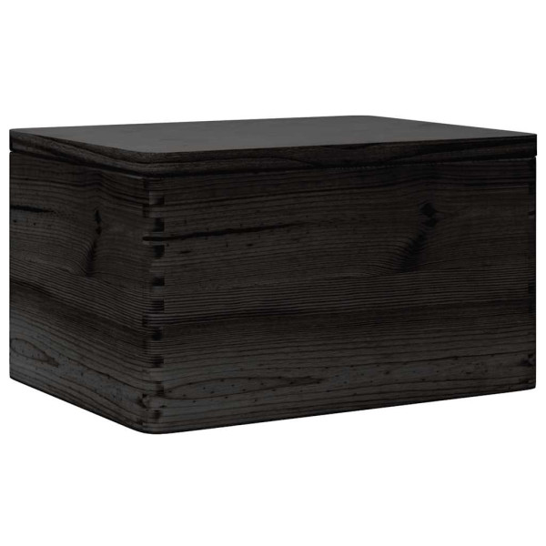 Caja de madera con tapa madera maciza de pino negra 40x30x23 cm M 2