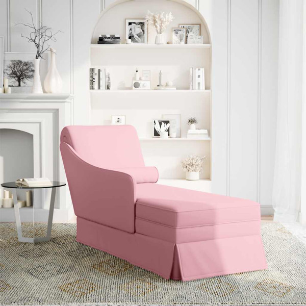 Chaise longue respaldo reposabrazos derecho terciopelo rosa M 2