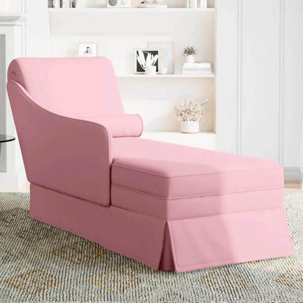 Chaise lounge c/ reforço/apoio de braços direito veludo rosa M 3