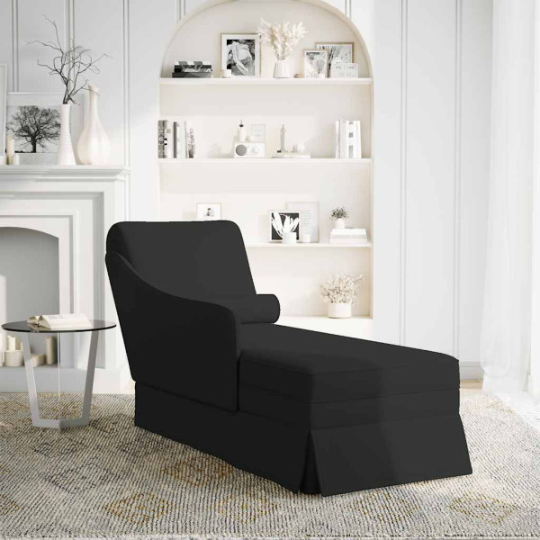 Chaise lounge c/ reforço/apoio de braços direito veludo preto M 2