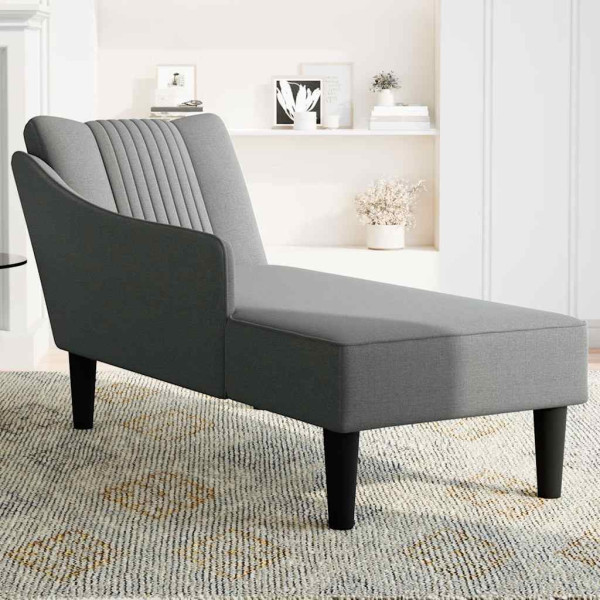 Chaise longue con reposabrazos derecho tela gris oscuro M 3