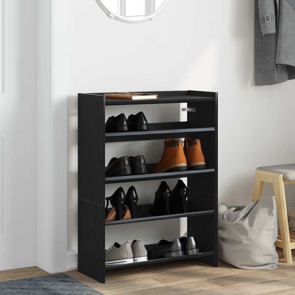 Mueble zapatero madera contrachapada negro 80x25x61.5 cm M 3