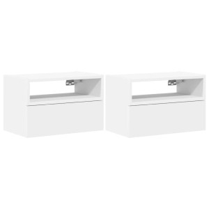 Mesitas de noche de pared 2 unidades blanca 45x26x28.5 cm H