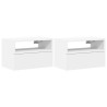 Mesitas de noche de pared 2 unidades blanca 45x26x28.5 cm 2