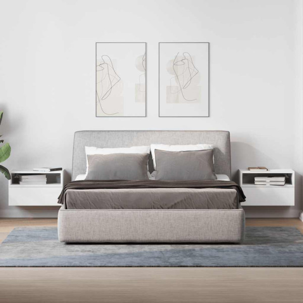 Mesas de cabeceira de parede 2 pcs 45x26x28.5 cm branco M 3