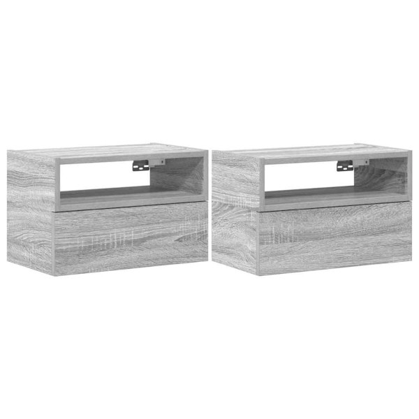 Mesitas de noche de pared 2 uds gris sonoma 45x26x28.5 cm M 2