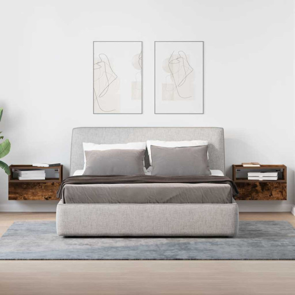 Mesitas de noche de pared 2uds color roble ahumado 45x26x28.5cm M 3