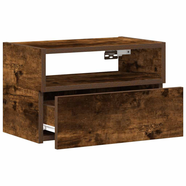 Mesas de cabeceira de parede 2 pcs 45x26x28.5cm carvalho fumado M 5