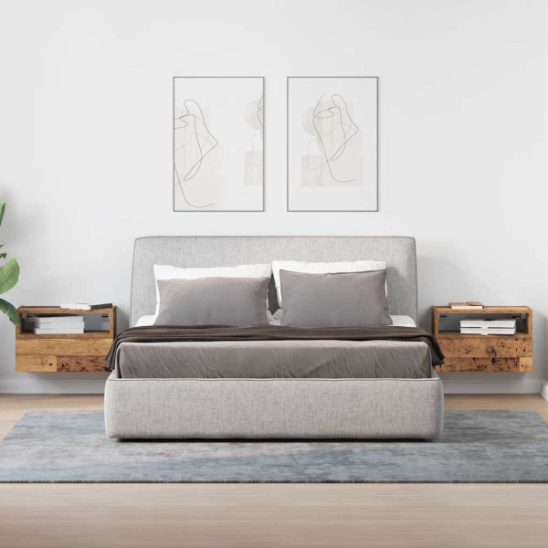 Mesitas de noche de pared 2 unidades madera vieja 45x26x28.5 cm M 3