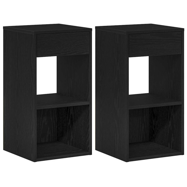 Mesas de cabeceira com gaveta 2 pcs 35x34x66.5cm carvalho preto M 2