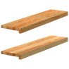 Soleiras da janela 2 pcs 80x20x2 cm carvalho castanho-claro 1