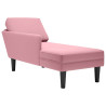 Chaise lounge c/ almofada/apoio de braços direito veludo rosa 1