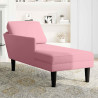 Chaise lounge c/ almofada/apoio de braços direito veludo rosa 3