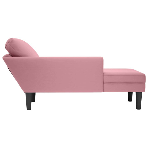 Chaise lounge c/ almofada/apoio de braços direito veludo rosa M 5