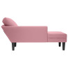Chaise lounge c/ almofada/apoio de braços direito veludo rosa 5